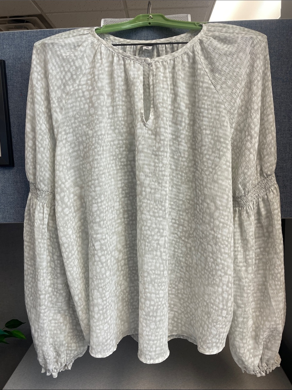 a new day Light Gray Printed Long-Sleeve Peasant Blouse